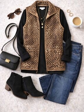 TanJay Leopard Print Quilted Vest